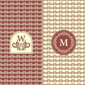 Abstract Monogram graceful template. Seamless pattern background.   Stock-Illustration