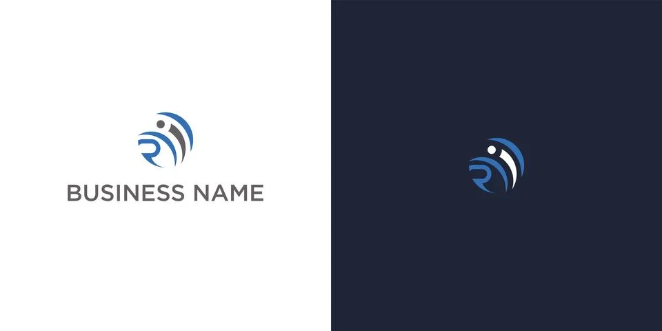 Abstract Monogram Logo Design with Stylized R and I Letters Modern 스톡 일러스트