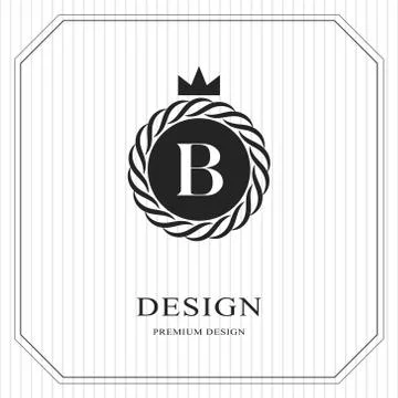 Abstract Monogram round template. Linear seamless pattern. Modern elegant B Stock Illustration