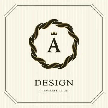 Abstract Monogram round template. Linear seamless pattern. Modern elegant A Illustrazione stock