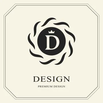 Abstract Monogram round template. Modern elegant luxury logo design. Letter D 스톡 일러스트