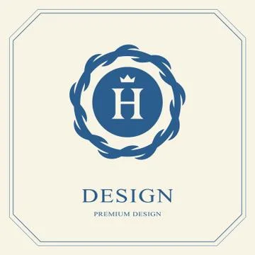 Abstract Monogram round template. Modern elegant luxury logo design. Letter H Stock-Illustration