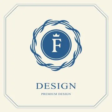 Abstract Monogram round template. Modern elegant luxury logo design. Letter F Stock-Illustration