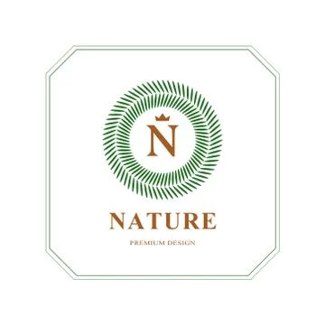 Abstract Monogram round template. Modern elegant luxury logo design. Letter N Stock-Illustration