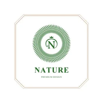Abstract Monogram round template. Modern elegant luxury logo design. Letter N Stock-Illustration
