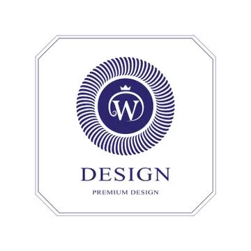 Abstract Monogram round template. Modern elegant luxury logo design. Letter W Illustrazione stock