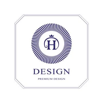 Abstract Monogram round template. Modern elegant luxury logo design. Letter H Stock-Illustration