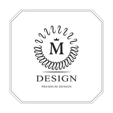 Abstract Monogram round template. Modern elegant luxury logo design. Letter M Stock-Illustration