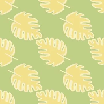 Abstract monstera leaf seamless pattern on green background. Tropical leaves  Illustrazione stock