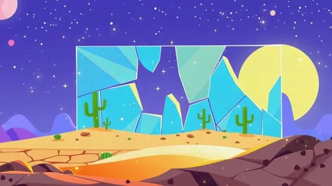 Abstract Moon and Cactus landscape Stock Footage 303814253
