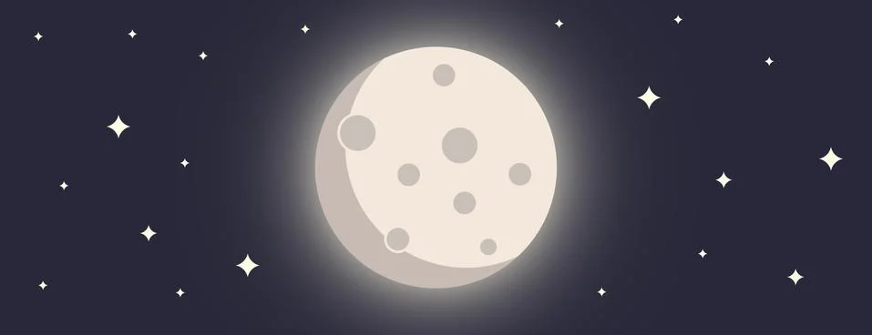 Abstract moon background . moon vector illustration . flat and clean style .  Stock Illustration