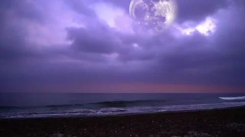 Abstract Moon Seaside Beach Loop Vídeos de archivo 133381422