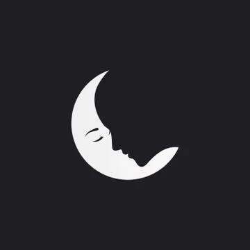 Abstract Moon Shadowed by a woman's face Stock Illustration