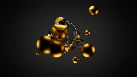 Abstract morph liquid forms of water and gold metal on ramp background Stock Footage 272474675