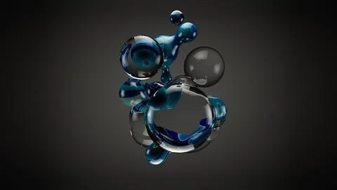 Abstract morph liquid forms of water and blue metal on ramp background. Stock Photos