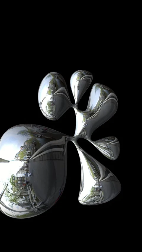 Abstract morphing chrome liquid sculpture animation Stock Footage 344375583