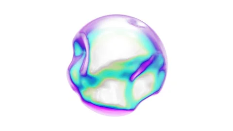 Abstract morphing iridescent plastic form looping 3D animation with alpha Stock Footage 154890423