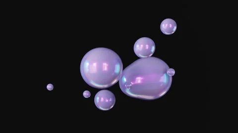 Abstract morphing liquid iridescent blobs in a metaball animation on black .. Stock Footage 312029710