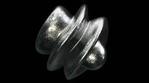 Abstract morphing silver metal form rendered in UHD Stock Footage 265946903