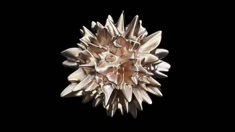 Abstract morphing textured alloy form rendered in UHD Stock Footage 266101313