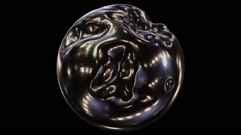 Abstract morphing textured black polymer sphere looping 3D animation Stock Footage 219880157