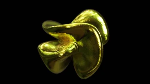 Abstract morphing textured gold form rendered in UHD Видео 265929960