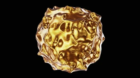 Abstract morphing textured liquid gold form looping 3D animation with alpha Stock-Footage 170663698