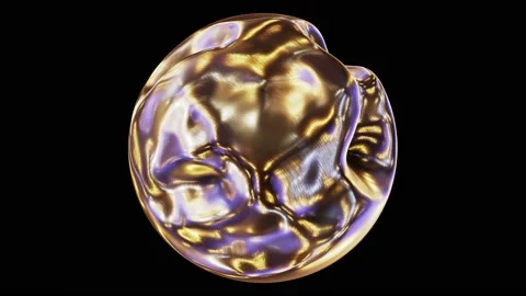Abstract morphing textured liquid gold sphere looping 3D animation with alpha Stock Footage 194366538