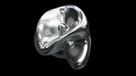 Abstract morphing textured silver metal form rendered in UHD Stock Footage 265866623