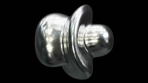 Abstract morphing textured silver metal form rendered in UHD Video stock 266101004