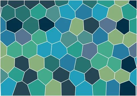 Abstract mosaic background featuring cool blue green and teal colored geome.. Stock Illustration