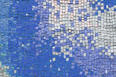 Abstract mosaic ceramic tile background, pattern of blue and white tiles, w.. Stock Photos