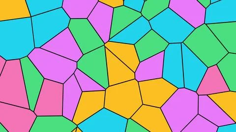 Abstract mosaic of irregular polygon pieces in bright colors with bold black  Иллюстрация