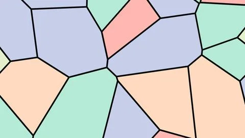 Abstract mosaic of irregular polygon shapes in pastel colors with bold black  Stock Illustration