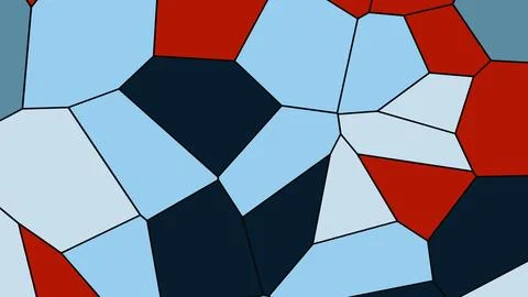 Abstract mosaic of irregular polygons in blue navy light blue and red hues wi Иллюстрация