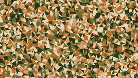 Abstract mosaic of overlapping triangles in orange, olive, and cream tones cr Illustrazione stock