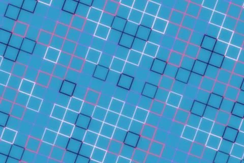 Abstract mosaic pattern of colorful squares on blue background Stock Illustration