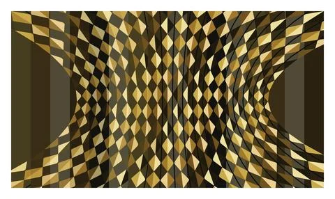 Abstract mosaic pattern of diamonds with curved vertical distortions. 스톡 일러스트