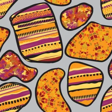 Abstract mosaic sheet seamless pattern. Lines, dots oriental tile background Stock Illustration