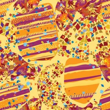 Abstract mosaic sheet seamless pattern. Lines dots oriental tile background Stock Illustration