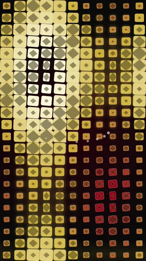Abstract Mosaic Square Pattern Background with Golden Yellow and Red Tones Stock Footage 347698841