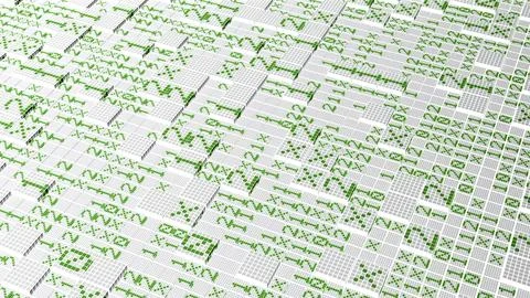 Abstract mosaic square tiles, creative coding. Motion. Tiles with numbers with Stock Illustration