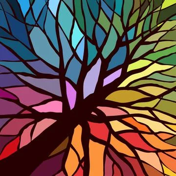 Abstract mosaic tree background made of different pieces. a tree with branches Stock Illustration