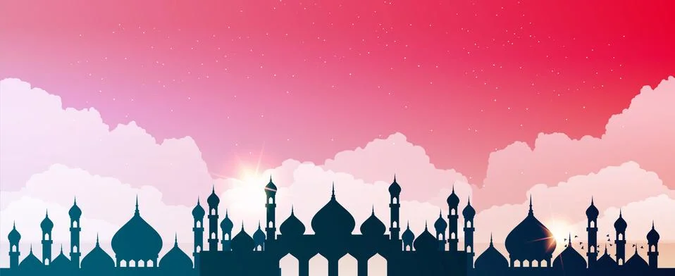 Abstract mosque against the sky with clouds Illustrazione stock