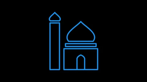 Abstract mosque icon animation. Blue outline represent mosque symbol for mu.. Stock Footage 333266029