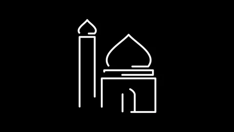 Abstract mosque icon animation. White outline represent mosque symbol for m.. Stock-Footage 334734037