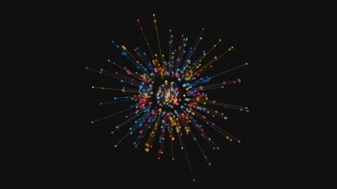 Abstract motion background with colorful particles connected by lines in da.. Stock Footage 340971196
