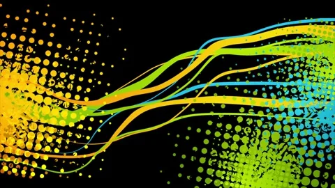 Abstract motion background with colorful wavy stripes and halftone elements Stock Footage 333726739