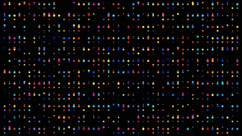 Abstract motion background colourful doted lights raining down smooth flow l Stock Footage 148654727