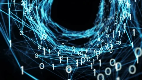 Abstract Motion Background - Digital Binary Plexus Tunnel Loop Stock Footage 73748465